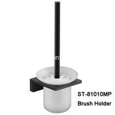 Chine Support réglé qui respecte l'environnement d'acier inoxydable de petit prix noir de couleur et brosse de toilette fournisseur