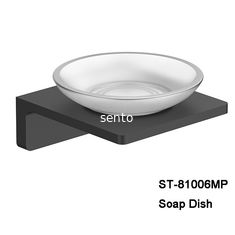 Chine Support résistant de porte-savon d'acier inoxydable d'hôtel de rouille en gros de bonne qualité et verre mat de finition noire fournisseur