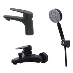 Chine couleur sanitaire de noir de mélangeur de bassin de 304 de main de douche de mur de bâti de robinet en acier sStainless en trois pièces de douche articles de Comercial fournisseur