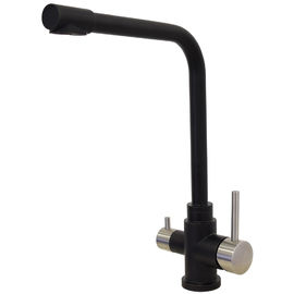 La 304/316 plate-forme noire de poignées d'eau de robinet d'évier de cuisine d'acier inoxydable double de filtre de mélangeur de manière pure du robinet 3 a monté le robinet de RO fournisseur