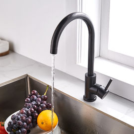 Acier simple de robinet de cuisine de poignée de robinet de Matte Black Goose Neck Kitchen 304/316 matériel fournisseur