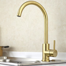 La plate-forme de robinets de cuisine de corps de l'acier 304 ou 316 de garnitures d'articles de Saniary a monté le robinet simple de couleur d'or de trou fournisseur
